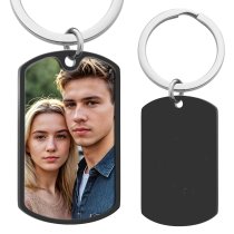 Full Color Photo Printing Stainless Steel Custom Dog Tag Key Chain - Handmade- Black