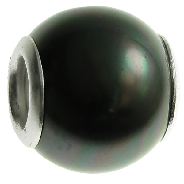 Sterling Silver Tahitian-Look Peacok Seashell Pearl Bead For Pandora Chamilia Troll European Charm Bracelets