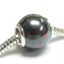 Sterling Silver Tahitian-Look Peacok Seashell Pearl Bead For Pandora Chamilia Troll European Charm Bracelets
