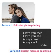 Full Color Photo Printing + Laser Engraved Personalized Message Anodized Aluminum Custom Wallet Mini Love Insert Card Handmade to Husband Wife Lover Birthday Anniversary Valentines Gift - Black