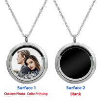 Full Color Photo Printing Personalized Floating Locket Clear Crystals Pendant Necklace