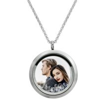 Full Color Photo Printing Personalized Floating Locket Clear Crystals Pendant Necklace