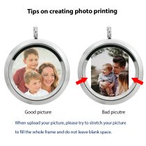 Full Color Photo Printing Personalized Floating Locket Clear Crystals Pendant Necklace