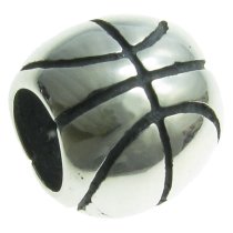 Sterling Silver Basketball Bead Charm For European Charm Bracelets Jewelry