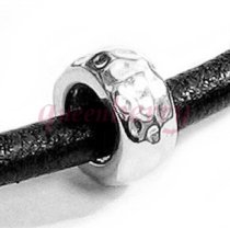 Sterling Silver Hammered Bead Charm for Pandora Troll Biagi Chamilia European Jewelry