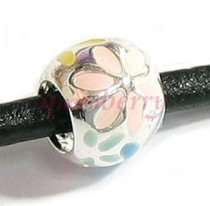 Sterling Silver Daisy Flower Enamel Bead Charm For Pandora Troll Biagi Chamilia