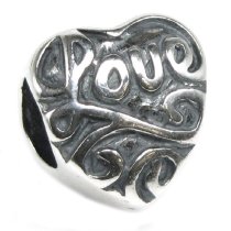 Sterling Silver Love Heart Bead Charm for Pandora Biagi Chamilia Troll