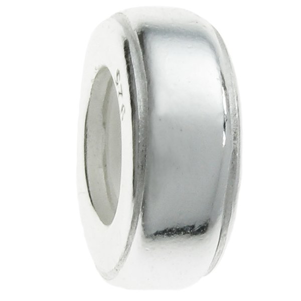 Sterling Silver Focal Round Stopper with Rubber Bead for Pandora