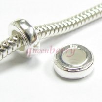 Sterling Silver Focal Round Stopper with Rubber Bead for Pandora