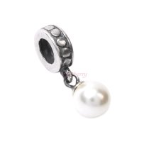 Sterling Silver Swarovski Crystal White Pearl Dangle Bead Charm For Pandora Troll Biagi Chamilia