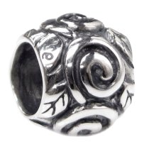 Sterling Silver Rose Flower Leaf Bead Charm For Pandora Troll Biagi Chamilia