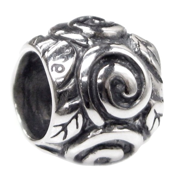 Sterling Silver Rose Flower Leaf Bead Charm For Pandora Troll Biagi Chamilia