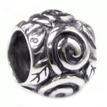 Sterling Silver Rose Flower Leaf Bead Charm For Pandora Troll Biagi Chamilia