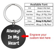 Round Custom Engraved Photo Message Personalized Calendar Date Stainless Steel Dog Tag Keychain Memorial Gift