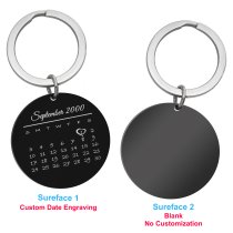 Custom Engraved Personalized Calendar Date Stainless Steel Dog Tag Keychain Memorial Gift