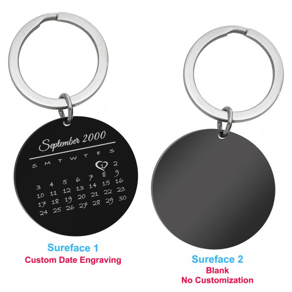 Custom Engraved Personalized Calendar Date Stainless Steel Dog Tag Keychain Memorial Gift