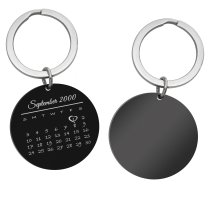 Custom Engraved Personalized Calendar Date Stainless Steel Dog Tag Keychain Memorial Gift