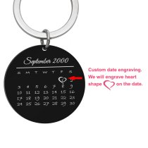 Custom Engraved Personalized Calendar Date Stainless Steel Dog Tag Keychain Memorial Gift
