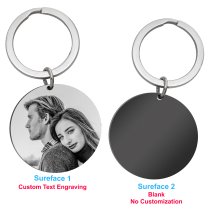 Personalized Photo Picture Custom Engraved Memorial Round Dog Tag Pendant Keychain Keyring Keepsake Gift