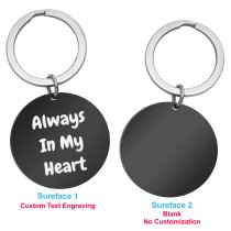 Personalized Custom Text Message Date Time Engraved Memorial Round Dog Tag Pendant Keychain Keyring Keepsake Gift