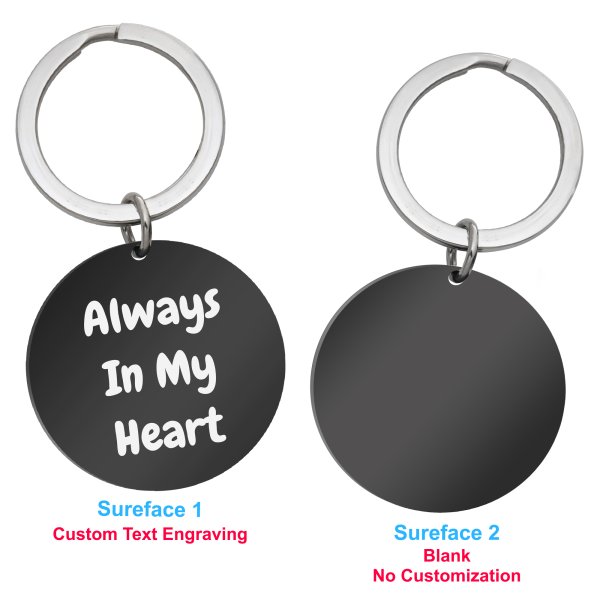 Personalized Custom Text Message Date Time Engraved Memorial Round Dog Tag Pendant Keychain Keyring Keepsake Gift