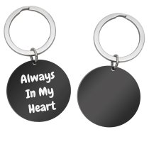 Personalized Custom Text Message Date Time Engraved Memorial Round Dog Tag Pendant Keychain Keyring Keepsake Gift