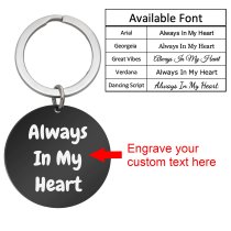 Personalized Custom Text Message Date Time Engraved Memorial Round Dog Tag Pendant Keychain Keyring Keepsake Gift