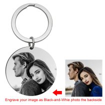Personalized 2 Sides Photo Picture Custom Engraved Memorial Round Dog Tag Pendant Keychain Keyring Keepsake Gift