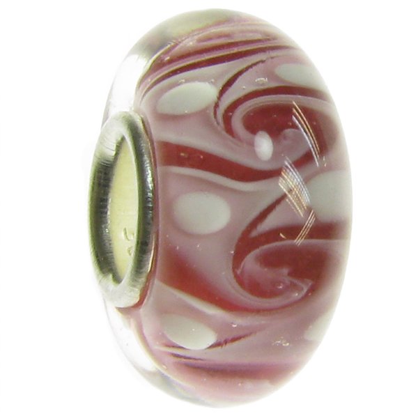 Sterling Silver Flower Pink Swirl Flower Murano Glass Bead Charm for Pandora Troll Biagi Chamilia