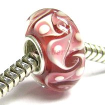 Sterling Silver Flower Pink Swirl Flower Murano Glass Bead Charm for Pandora Troll Biagi Chamilia