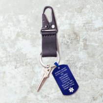 Personalized Medical Alert Emergency Med Id Identification Engraved Stainless Steel Custom Dog Tag Military Pendant Keychain- Blue