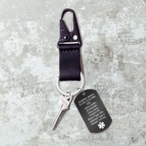 Personalized Medical Alert Emergency Med Id Identification Engraved Stainless Steel Custom Dog Tag Military Pendant Dog Tag Pendant Key Chain - Black