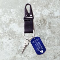 Personalized Medical Alert Emergency Med Id Identification Engraved Stainless Steel Custom Dog Tag Military Pendant Key Chain - Blue