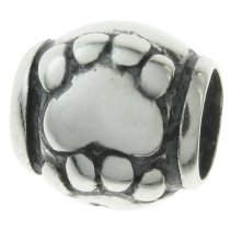 Sterling Silver Bear Paw FOOT Footprint Bead Charm Pandora Troll Biagi Chamilia