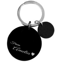 My Mom My World Fr Little Girl Love Note Laser Engraving Name w/ Love U to the Moon & Back Stainless Steel Round Dog Tag Keychain Mother's Day Gift