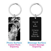 Queenberry Personalized Photo Custom Picture Text Engraving Love Note Stainless Steel Pendant Dog Tag Keychain