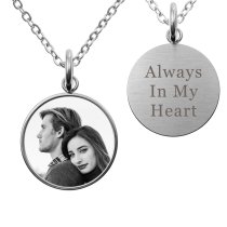 2-sided Personalized Photo and Message Engraving Custom Pendant Dangle Charm Pendant Necklace