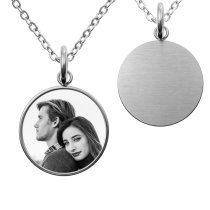 1-sided Personalized Photo Picture Engraving Custom Pendant Dangle Charm Pendant Necklace 18 + 2 Inches