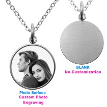 1-sided Personalized Photo Picture Engraving Custom Pendant Dangle Charm Pendant Necklace 18 + 2 Inches