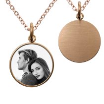 1-sided Personalized Photo Engraving Custom Pendant Dangle Charm Pendant Necklace 18 + 2 Inches - Rose Gold Tone