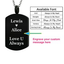 Queenberry Personalized Photo + Text Message Engraving Custom Dog Tag Urn Memorial Pendant Necklace for Ashes Cremation w/ Rolo Chain Necklace 21'' - Handmade Love Note to Husband Wife