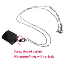 Queenberry Personalized Photo + Text Message Engraving Custom Dog Tag Urn Memorial Pendant Necklace for Ashes Cremation w/ Rolo Chain Necklace 21'' - Handmade Love Note to Husband Wife