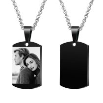 Queenberry Personalized Photo Picture Custom Dog Tag Urn Memorial Pendant Necklace for Ashes Cremation w/ Rolo Chain Necklace 20'' - Handmade Love Note to Husband Wife