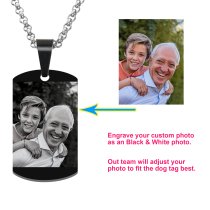 Queenberry Personalized Photo Picture Custom Dog Tag Urn Memorial Pendant Necklace for Ashes Cremation w/ Rolo Chain Necklace 20'' - Handmade Love Note to Husband Wife