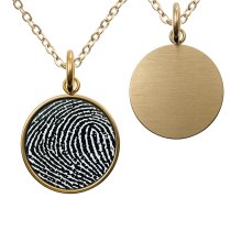 1-sided Personalized Fingerprint Imprint Photo Engraving Custom Pendant Dangle Charm Pendant Necklace 18 + 2 Inches - Gold Tone