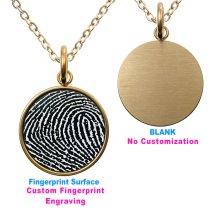 1-sided Personalized Fingerprint Imprint Photo Engraving Custom Pendant Dangle Charm Pendant Necklace 18 + 2 Inches - Gold Tone