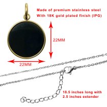 2-sided Personalized Fingerprint and Message Engraving Custom Pendant Dangle Charm Pendant Necklace - Gold Tone