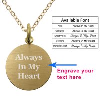 2-sided Personalized Fingerprint and Message Engraving Custom Pendant Dangle Charm Pendant Necklace - Gold Tone