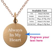 2-sided Personalized Fingerprint and Message Engraving Custom Pendant Dangle Charm Pendant Necklace - Rose Gold Tone