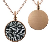 1-sided Personalized Fingerprint Imprint Photo Engraving Custom Pendant Dangle Charm Pendant Necklace 18 + 2 Inches - Rose Gold Tone